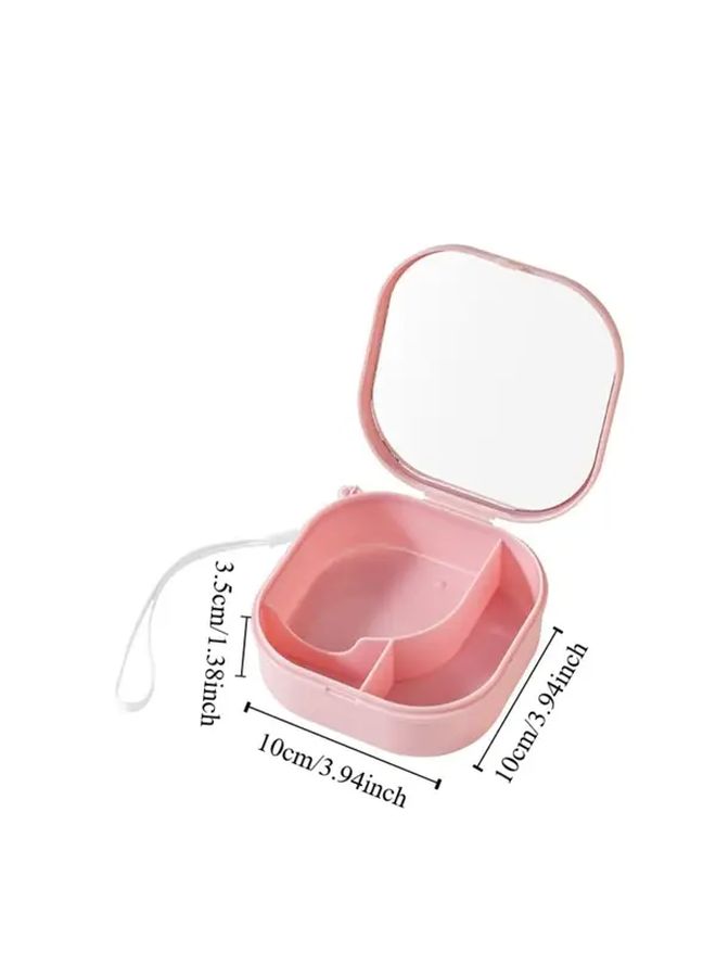 White Mini Portable Cosmetics Case With Mirror Travel Makeup Organizer - Image 3
