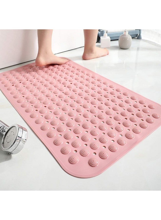 في دي ان اس دي سجادة حمام VDNSI مضادة للانزلاق، سجادة حمام مطاطية مستطيلة الشكل مضادة للانزلاق لمنطقة الاستحمام، سجادة دش مع أكواب شفط قوية وفتحات تصريف 35 × 70 سم (وردي) - Image 3
