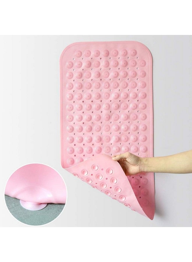 في دي ان اس دي سجادة حمام VDNSI مضادة للانزلاق، سجادة حمام مطاطية مستطيلة الشكل مضادة للانزلاق لمنطقة الاستحمام، سجادة دش مع أكواب شفط قوية وفتحات تصريف 35 × 70 سم (وردي) - Image 4