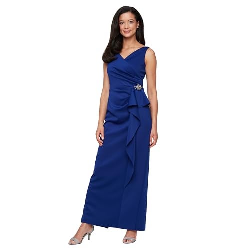 Alex Evenings Womens Long Sleeveless Dress Royal Crepe - Image 1