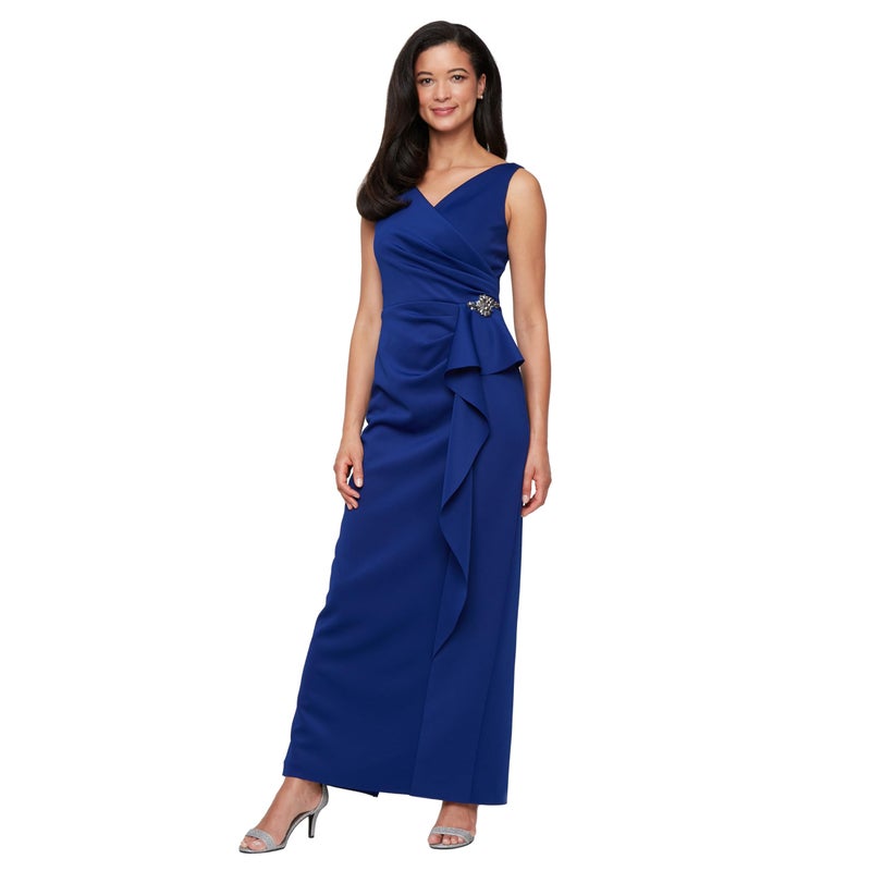 Alex Evenings Womens Long Sleeveless Dress Royal Crepe - Image 2