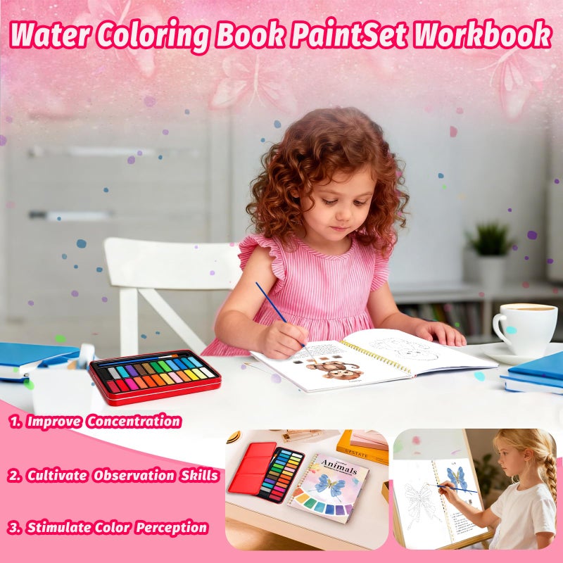 Cbcmpica Watercolor Workbook - Coloring Book Beginner Friendly Painting Kit  Watercolor Workbooks For Adults With 24 Colors Paint  Exploration Gift For Adults Teens (Flowers) - Image 5