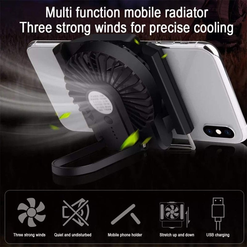 Universal Phone Cooling Fan Multifunction Mobile Game Cooler System Portable Cooling Fan Gamepad Stand Holder(OneColor) - Image 4