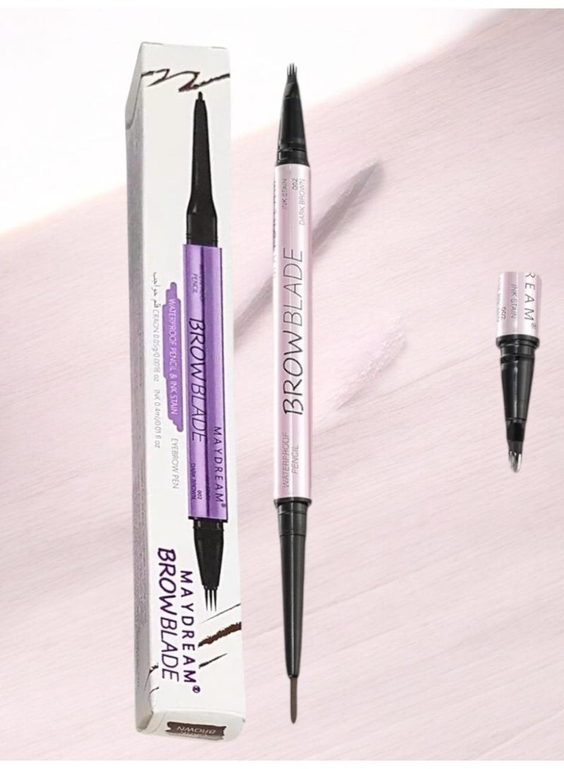 مي دريم قلم حواجب دارك براون 2في1 ضد الماء ويدوم طويلاً