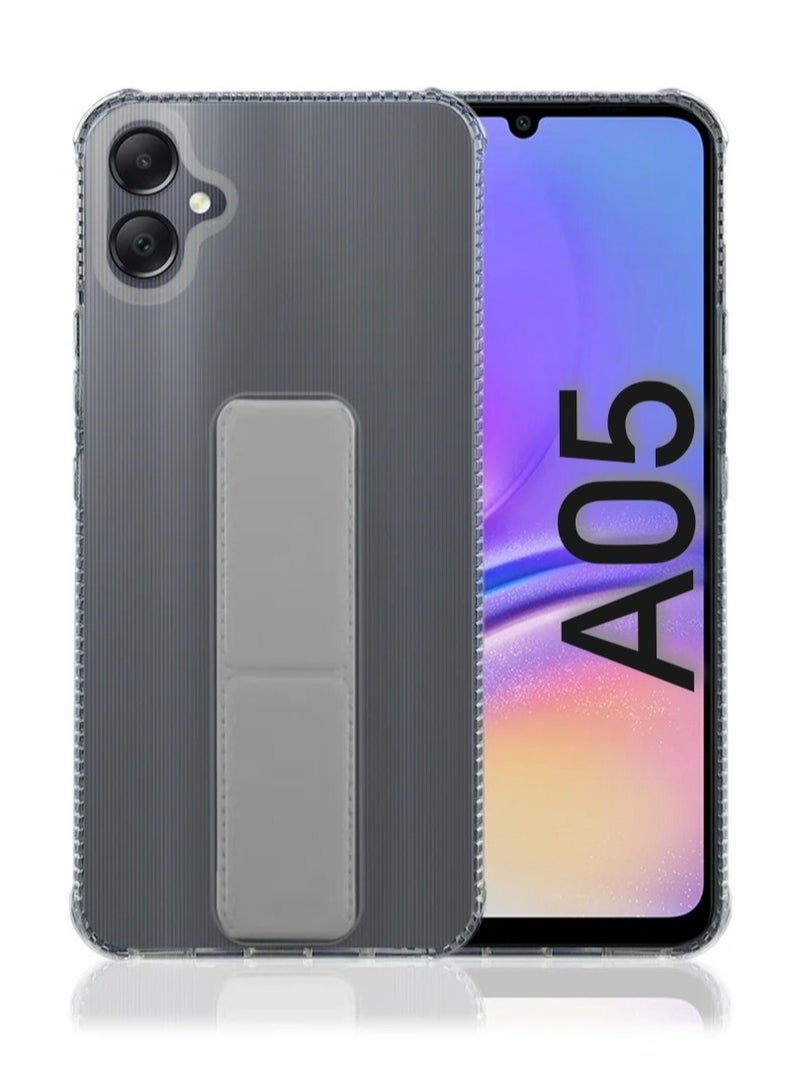 ARMOR Case Cover For Samsung Galaxy A05 With Magnetic Hand Grip 3 in 1 Clear / Grey  - Image 1