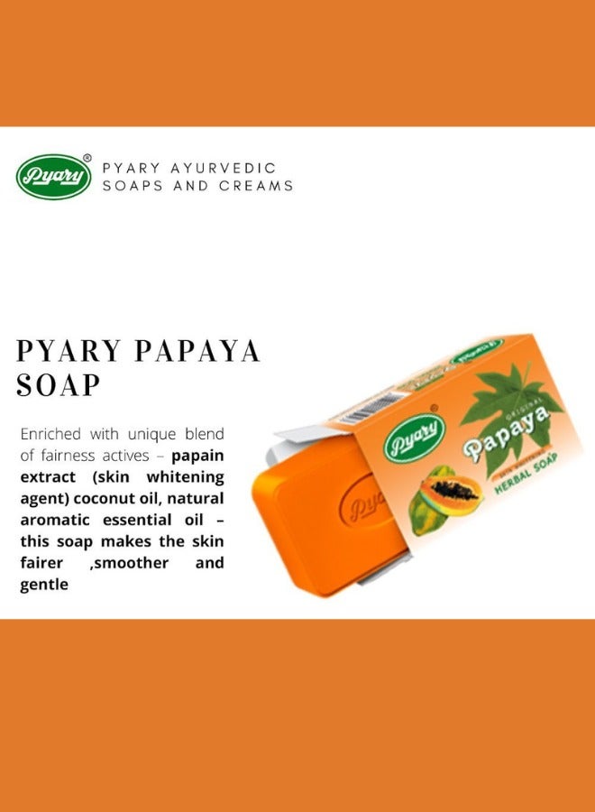 Pyary Papaya Herbal Handmade Soap – Natural Brightening & Exfoliating Bar – Pack of 4 x 75g – For Face & Body - Image 2