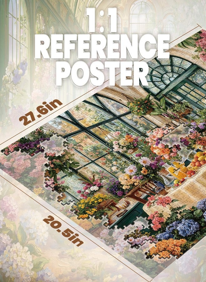 lamplig Puzzles for Adults 1000 Pieces, Spring Flower Plant Greenhouse Garden, 1000 Piece Puzzle for Adults Seniors, Hard Jigsaw Puzzles for Adults with Letters on Back, Family Game Gifts, 1:1 Poster - Image 3