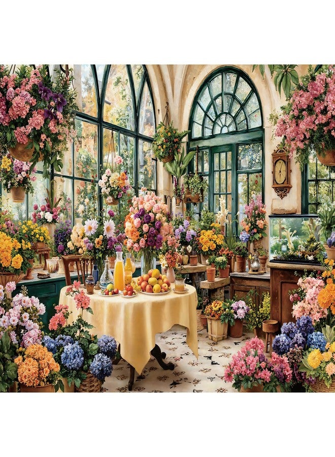 lamplig Puzzles for Adults 1000 Pieces, Spring Flower Plant Greenhouse Garden, 1000 Piece Puzzle for Adults Seniors, Hard Jigsaw Puzzles for Adults with Letters on Back, Family Game Gifts, 1:1 Poster - Image 1