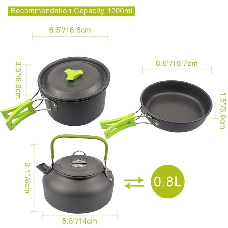 Linist Camping Cooking Set cookware Mess kit Outdoor Utensils, Portable Trekking Cooking Accessories for Camping Carabiner, Spoon, Bowl, Glass, Non-Stick pan - Image 4
