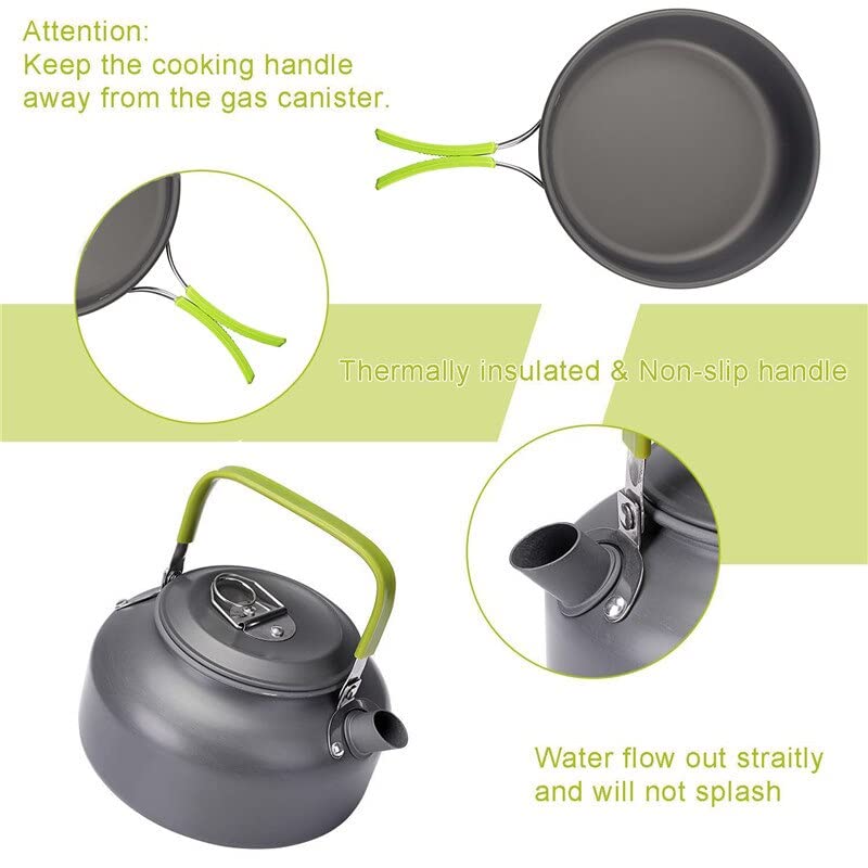 Linist Camping Cooking Set cookware Mess kit Outdoor Utensils, Portable Trekking Cooking Accessories for Camping Carabiner, Spoon, Bowl, Glass, Non-Stick pan - Image 5