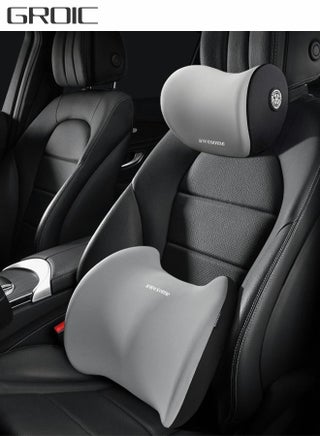 Lumbar Support Pillow and Car Headrest Neck Pillow Set,Car Back Cushion  Lumbar Support and Car Neck Pillow Kit,Memory Foam Ergonomic Seat Cushion  with