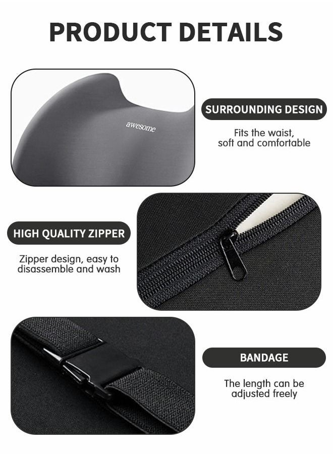 GROIC Lumbar Support Pillow and Car Headrest Neck Pillow Set,Car Back Cushion Lumbar Support and Car Neck Pillow Kit,Memory Foam Ergonomic Seat Cushion with Adjustable Strap Automotive Interior  - Image 3