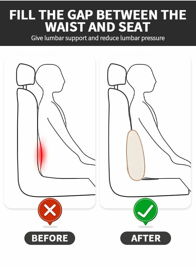 GROIC Lumbar Support Pillow and Car Headrest Neck Pillow Set,Car Back Cushion Lumbar Support and Car Neck Pillow Kit,Memory Foam Ergonomic Seat Cushion with Adjustable Strap Automotive Interior  - Image 2