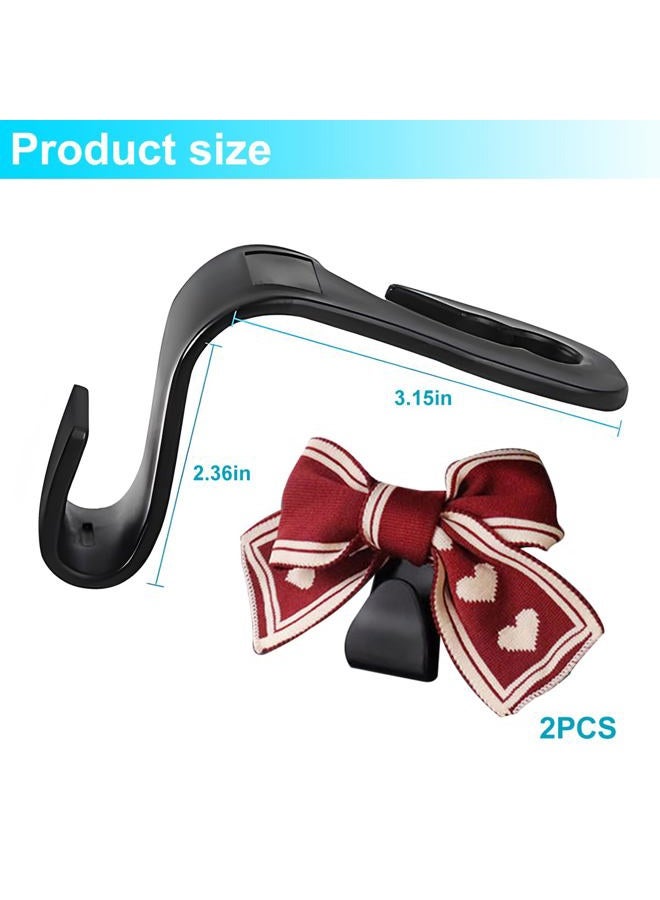 Mandark 2PCS Car Seat Headrest Hooks, Cute Bow Vehicle Hooks for Purses and Bags, Automotive Purse Hook Hanger Interior Decoration Accessories, Universal for SUV, Sedan, Truck (Red/White) - Image 2