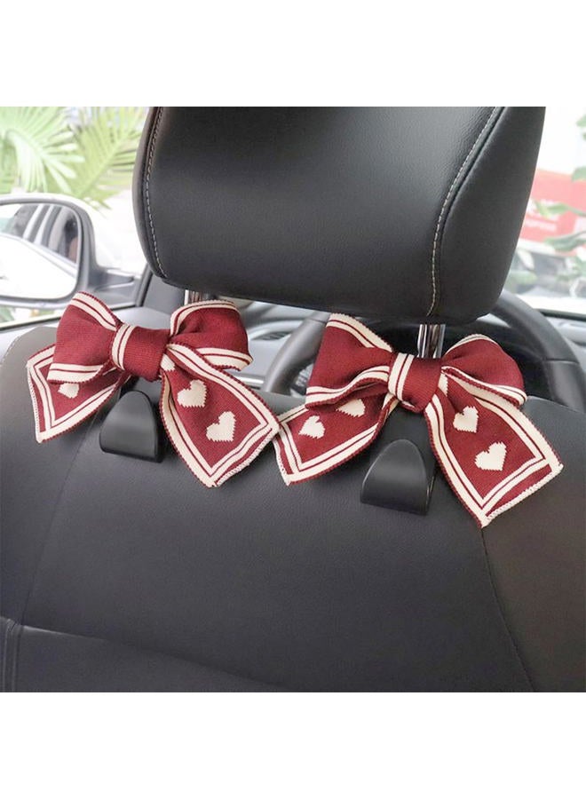 Mandark 2PCS Car Seat Headrest Hooks, Cute Bow Vehicle Hooks for Purses and Bags, Automotive Purse Hook Hanger Interior Decoration Accessories, Universal for SUV, Sedan, Truck (Red/White) - Image 4