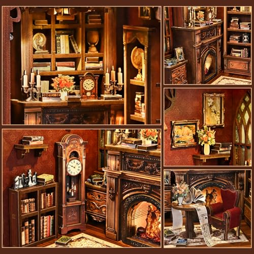 Sagiterra Book Nook KitDIY Miniature Dollhouse Kit for Adults and Teens3D Wooden Tiny House for Family and FriendsBookshelf Decor in HalloweenChristmasBook Store Twilight Library - Image 5