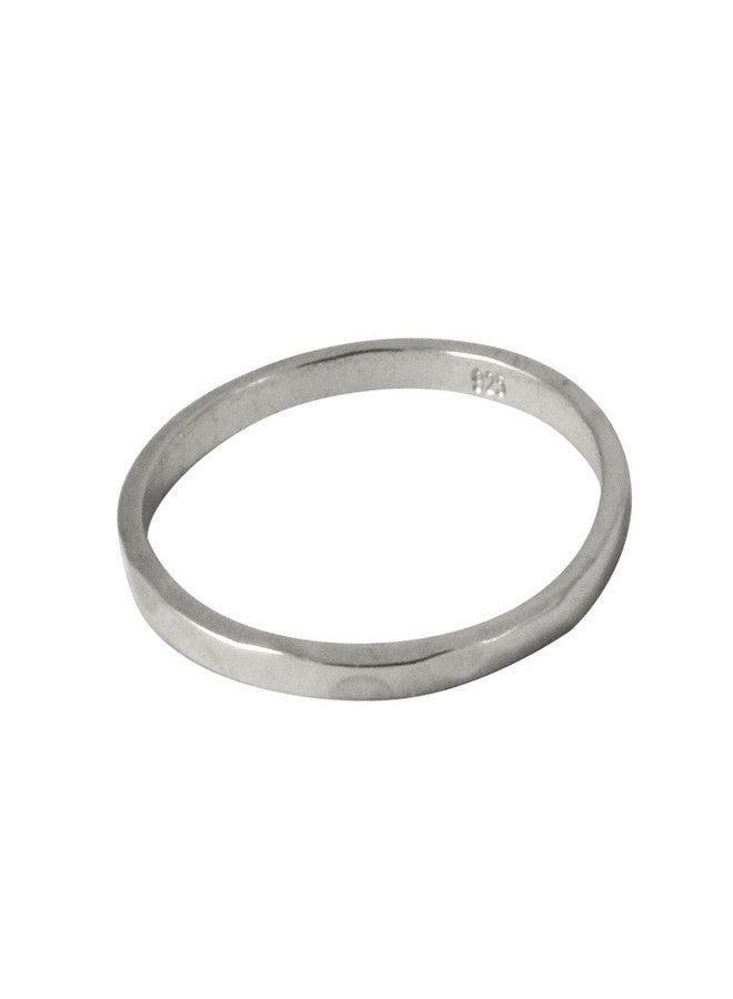apop nyc Stackable Thin Band Ring Sterling Silver Hammered size 4 midi ring - Image 1