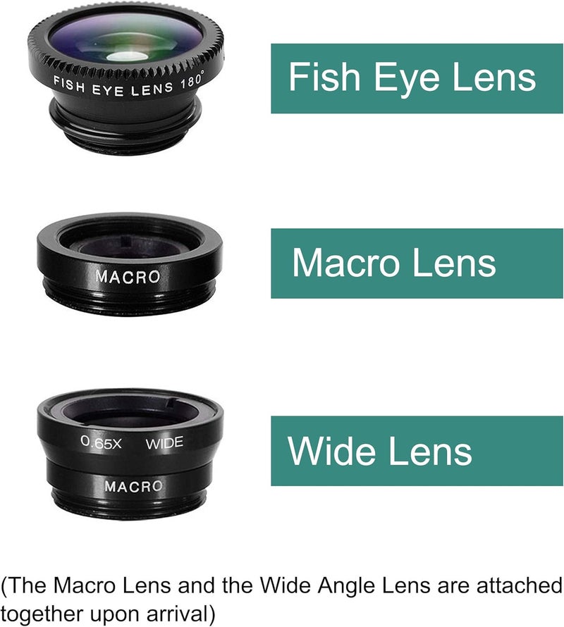 Ailun Phone Lens,by ,3 in 1 Clip on 180 Degree Fish Eye Lens+0.65X Wide Angle+10X Macro Lens,Universal HD Camera Lens Kit for Mobile Phone,Cellphone,Smart Phone - Image 2