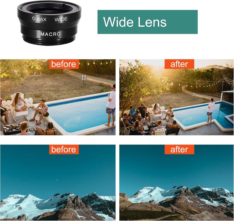 Ailun Phone Lens,by ,3 in 1 Clip on 180 Degree Fish Eye Lens+0.65X Wide Angle+10X Macro Lens,Universal HD Camera Lens Kit for Mobile Phone,Cellphone,Smart Phone - Image 3
