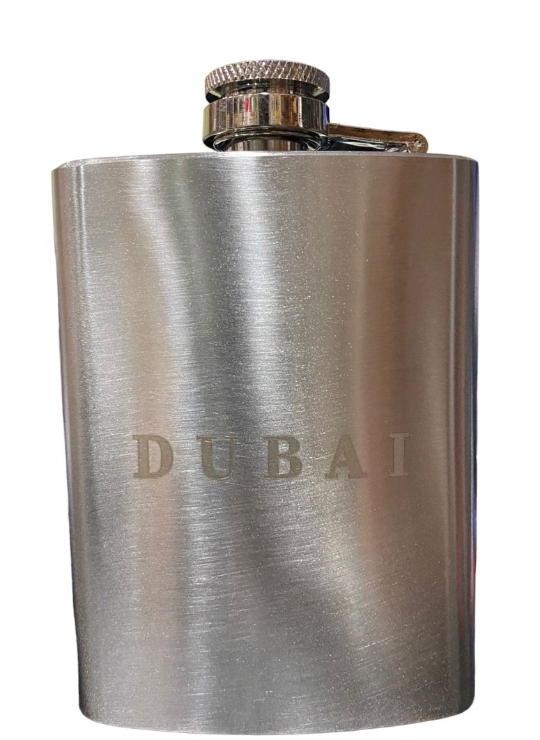 Stainless Steel hip flask with dubai letters 9x6cm  - Image 1