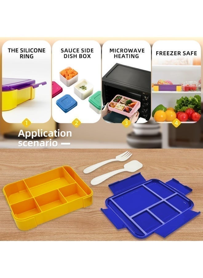 4h Essentials Premium Leak Proof Bento Lunch Box with 6 Compartments – BPA Free, Microwave Safe lunch box for Adults & Kids daily use for School, Office and Travel (Royal Blue) - Image 4