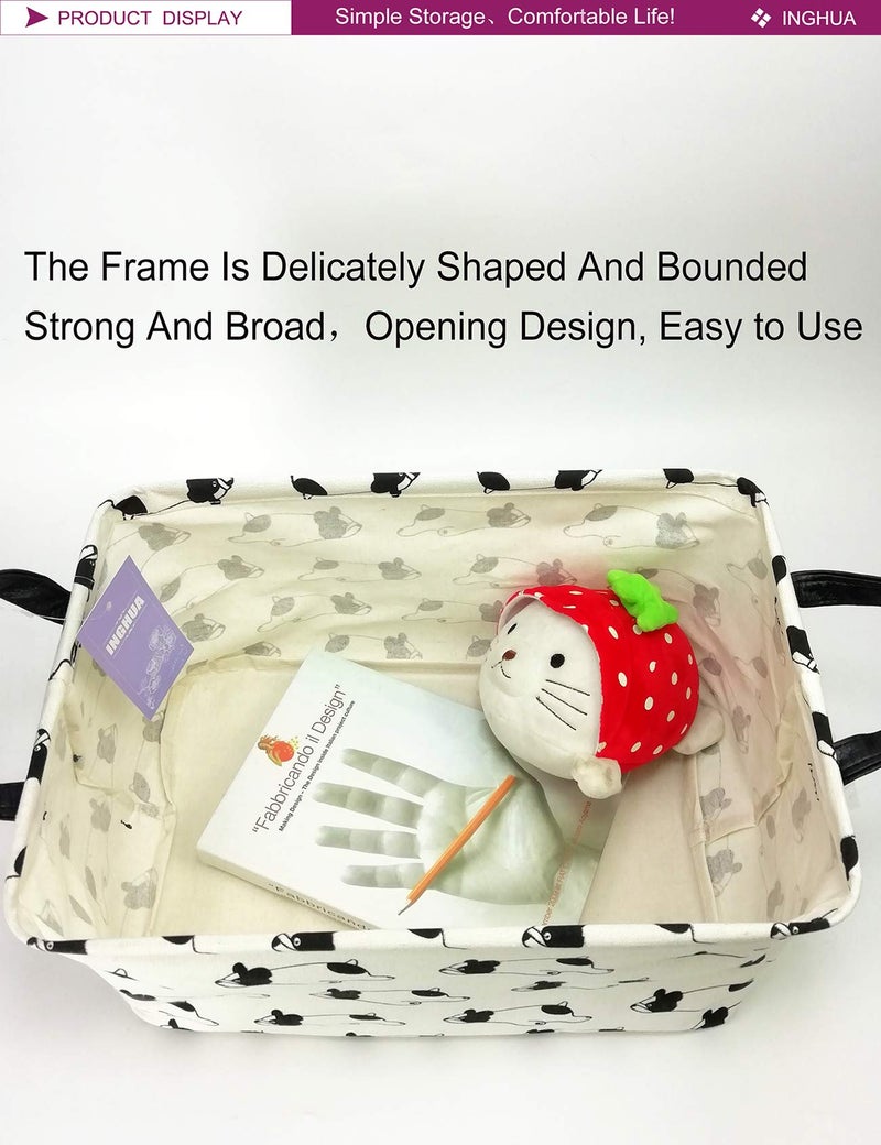 INGHUA Rectangular Storage Basket Fabric Organizer Bin for Toys,Books,Clothes,Gifts,Pets-Perfect for Home,Office,Nursery,Dorm,Shelf(Rec Bulldog) - Image 5