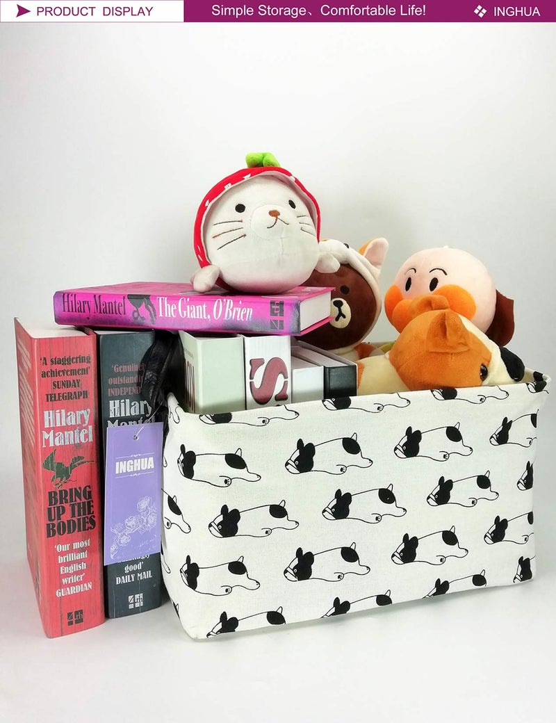 INGHUA Rectangular Storage Basket Fabric Organizer Bin for Toys,Books,Clothes,Gifts,Pets-Perfect for Home,Office,Nursery,Dorm,Shelf(Rec Bulldog) - Image 3