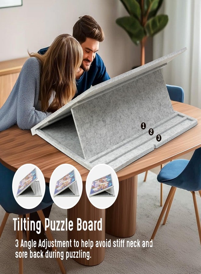 Lavievert 1000 Pieces Tilting Jigsaw Puzzle Board with Cover, 3 Angle Adjustable Puzzle Table, Lightweight Felt Jigsaw Mat with Stand, Portable Puzzle Saver for Easy Transport & Storage - Image 2