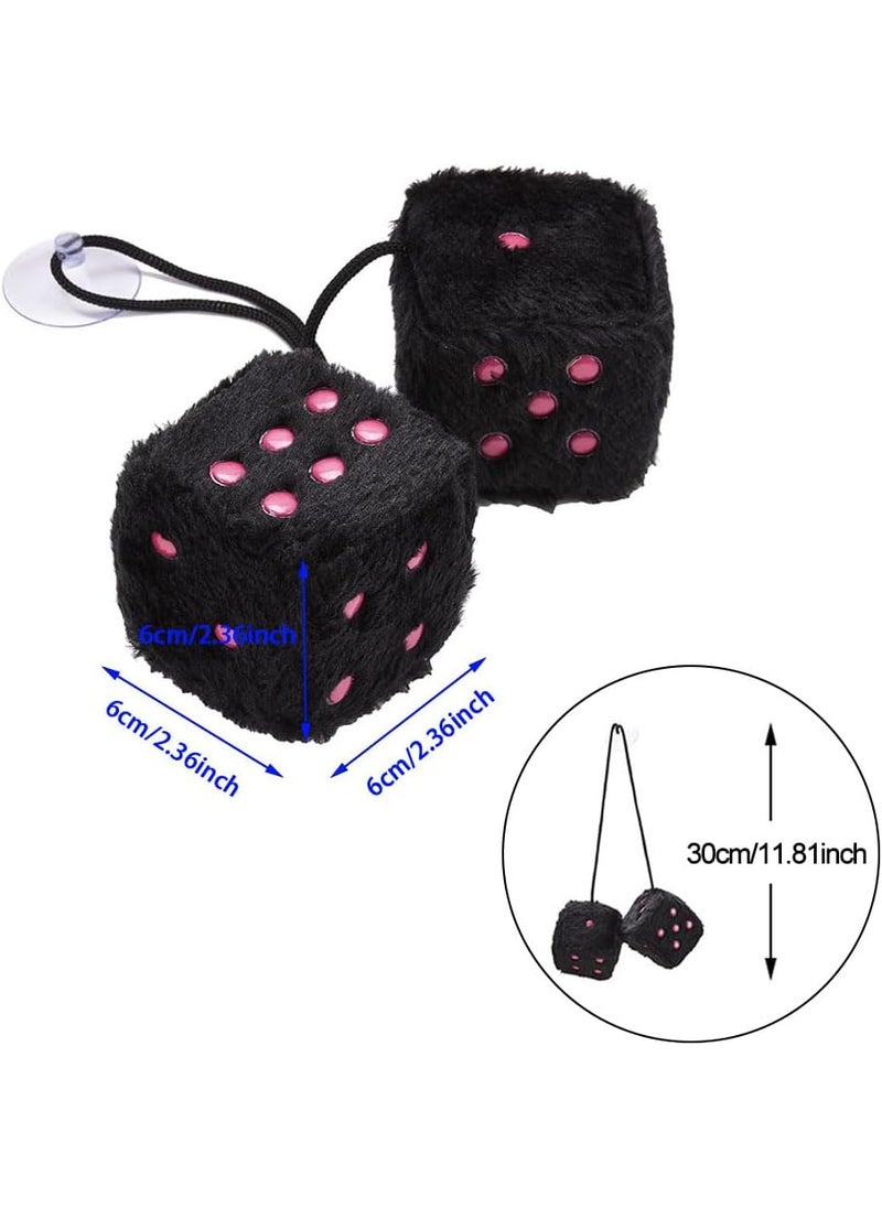 JSCARLIFE JSCARLIFE Fuzzy Plush Dice 236 Retro Square Plush Hanging Mirror Fuzzy Dices for Car Interior Ornament Decoration Blackpink  - Image 2