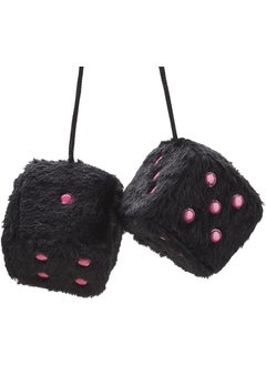 JSCARLIFE Fuzzy Plush Dice 236 Retro Square Plush Hanging Mirror Fuzzy Dices for Car Interior Ornament Decoration Blackpink