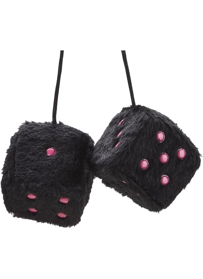 JSCARLIFE JSCARLIFE Fuzzy Plush Dice 236 Retro Square Plush Hanging Mirror Fuzzy Dices for Car Interior Ornament Decoration Blackpink  - Image 1