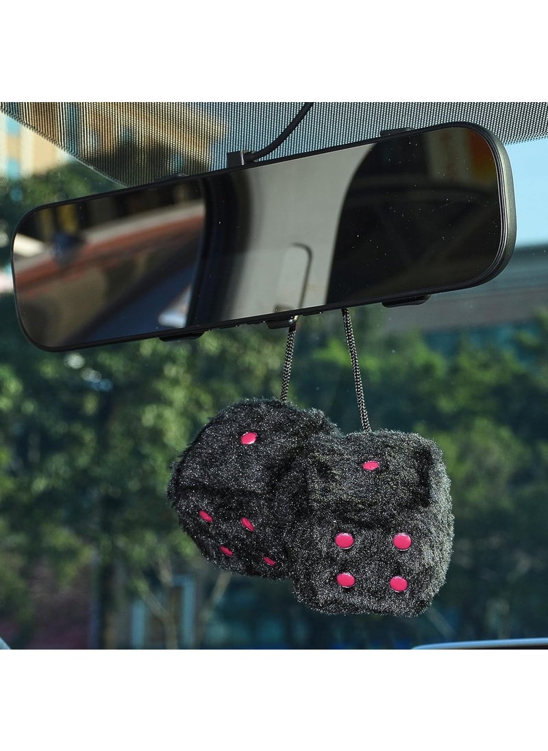 JSCARLIFE JSCARLIFE Fuzzy Plush Dice 236 Retro Square Plush Hanging Mirror Fuzzy Dices for Car Interior Ornament Decoration Blackpink  - Image 5