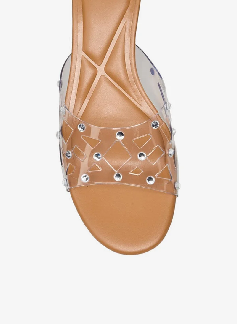 Celeste Beige Women Studded Kitten Heel Sandals Ramadan Collection for Women | Best Price UAE