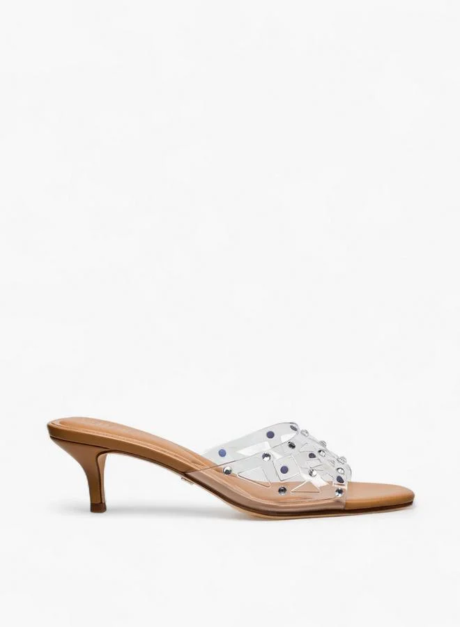 Celeste Beige Women Studded Kitten Heel Sandals for Women | Best Price UAE