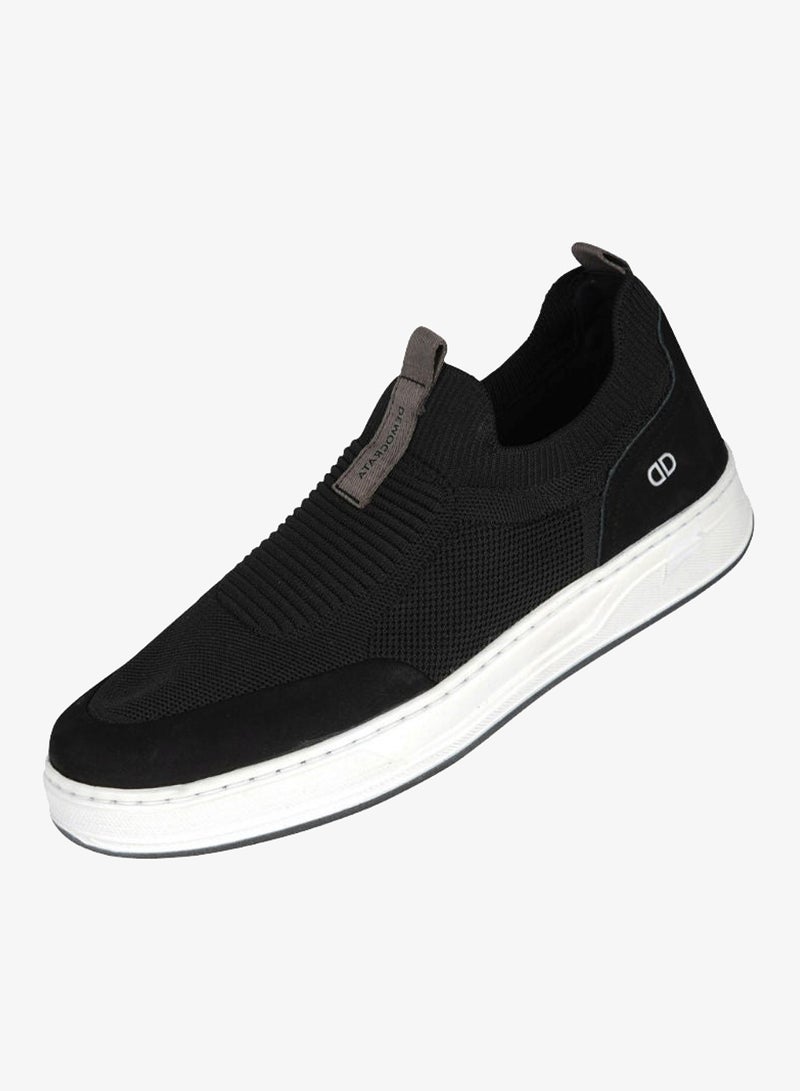 DEMOCRATA 032-64 Democrata Mens Knit Denim Bold Black Sneakers 122115-001 - Image 3