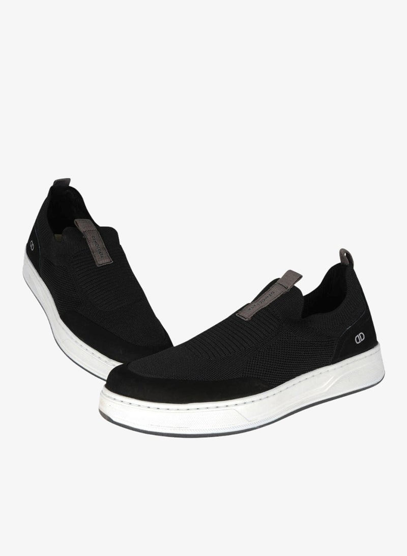 DEMOCRATA 032-64 Democrata Mens Knit Denim Bold Black Sneakers 122115-001 - Image 2