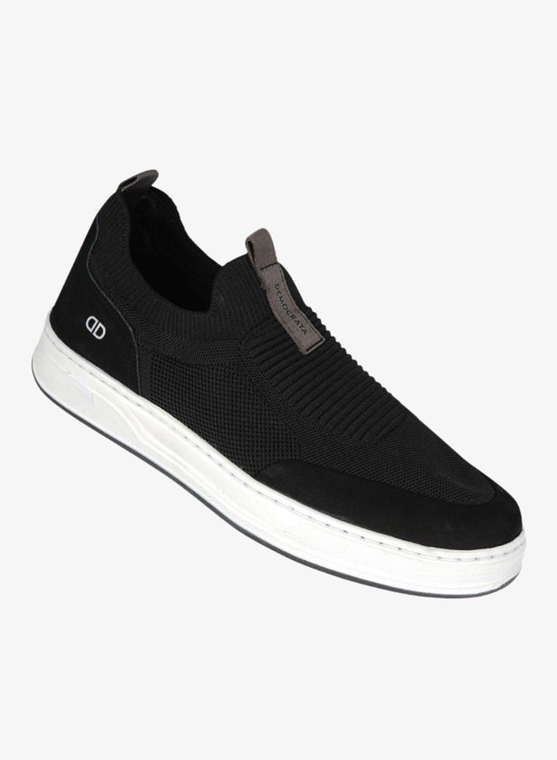 DEMOCRATA 032-64 Democrata Mens Knit Denim Bold Black Sneakers 122115-001 - Image 1