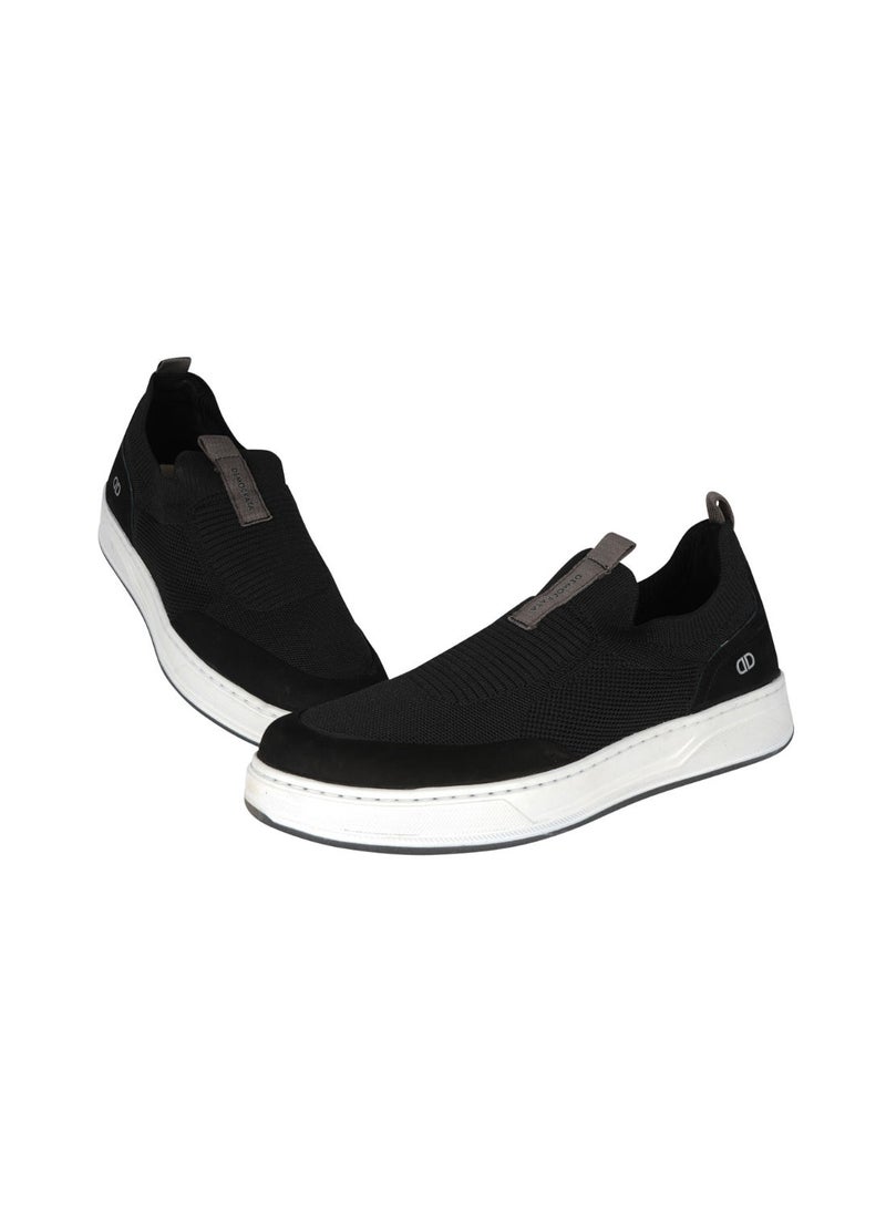 DEMOCRATA - 032-64 Democrata Mens Knit Denim Bold Black Sneakers 122115-001 - Image 1