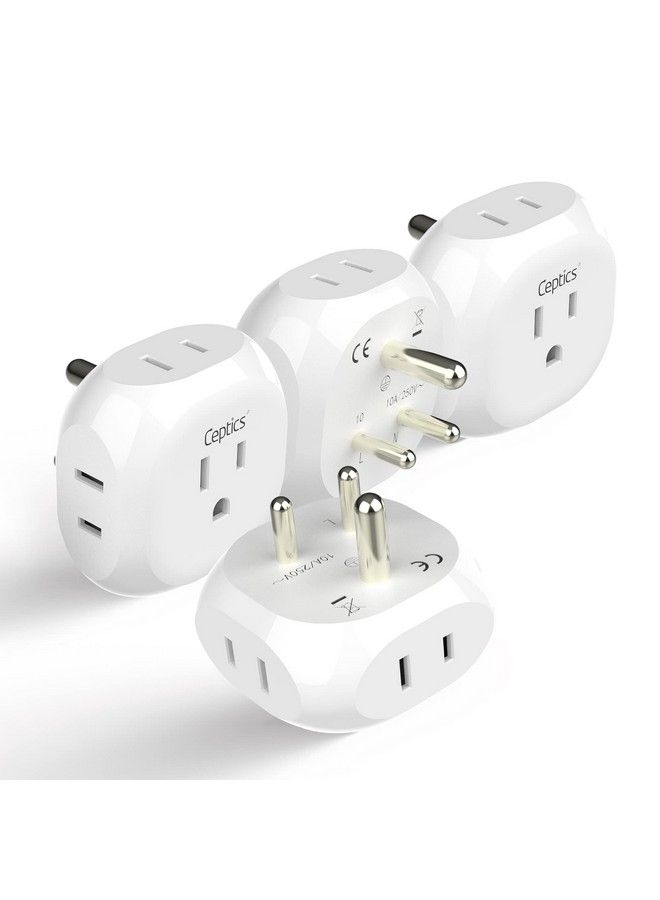 Ceptics India Pakistan Travel Adapter 4 Input Ultra Compact Light Weight Usa To Any Type D Countries Such As Bangladesh Maldives And More 4 Pack (Pt104Pk) - Image 1