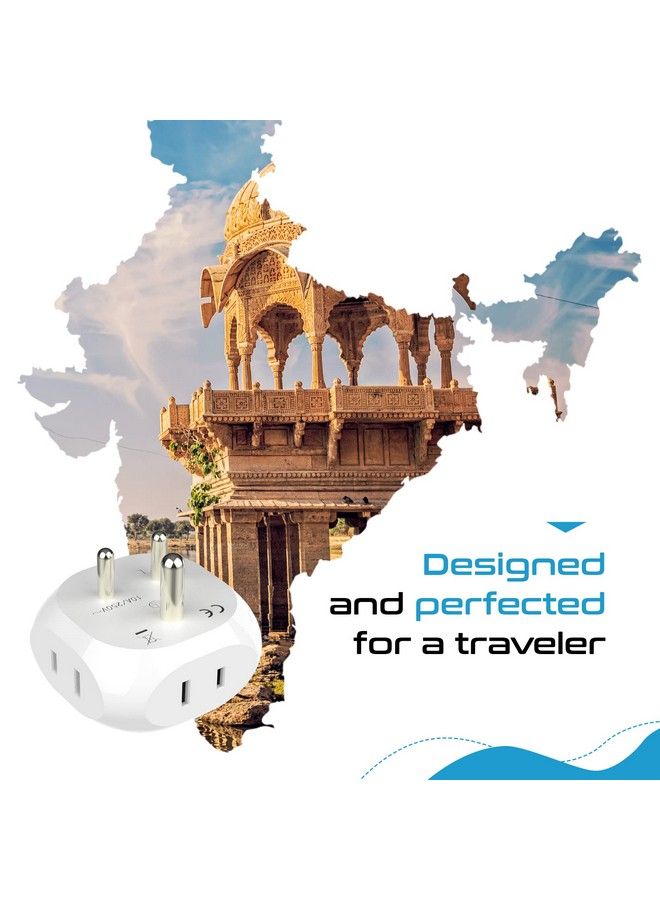 Ceptics India Pakistan Travel Adapter 4 Input Ultra Compact Light Weight Usa To Any Type D Countries Such As Bangladesh Maldives And More 4 Pack (Pt104Pk) - Image 5