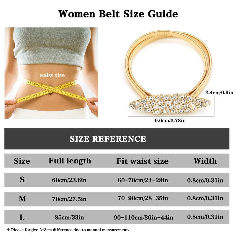 LIMHOO Women's Skinny Metal Waist Belt Elastic Thin Waist Belt for Dress Stretch Chain Belt (HY19414-Gold-L) - Image 5