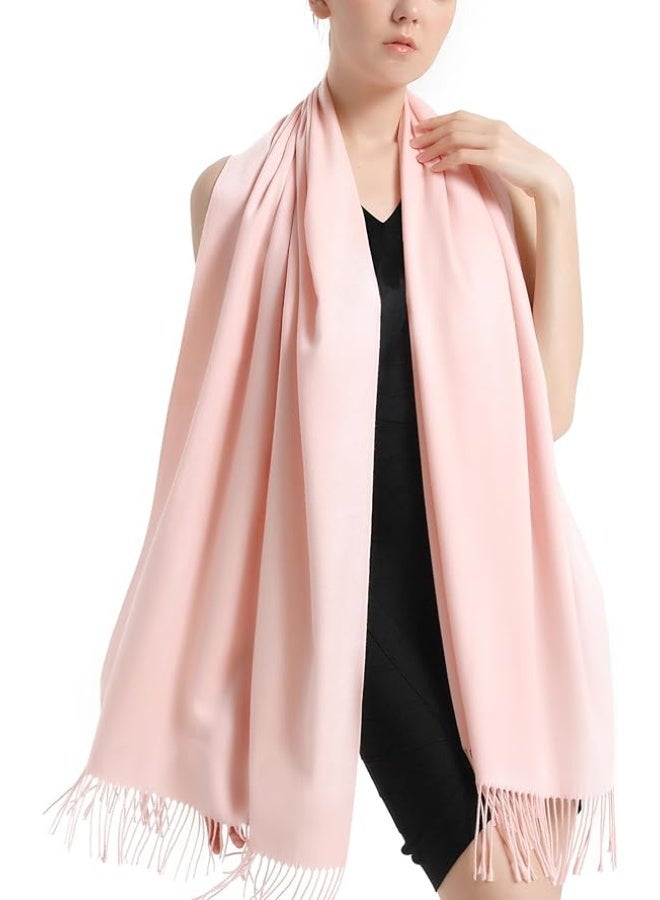 Cashmere Scarf and Shawl With Tassels for Women - Soft, Elegant for Wedding Parties (Pale Pink) - Image 2