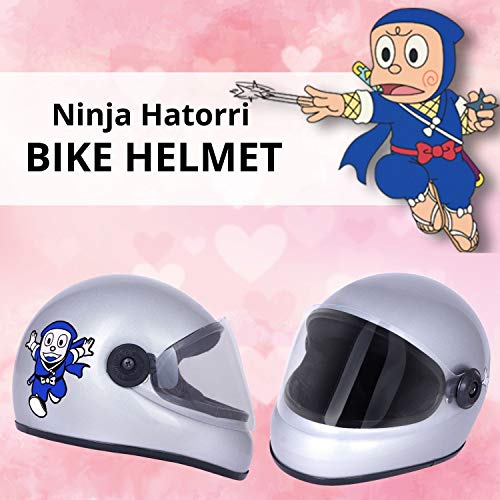 Western Era Stylish Cartoon Character Sticker Full Face Helmet for Kids || Baby Safety and Comfort || (3-12 Years) (Silver Glossy) (Non-Motorized) - Image 2