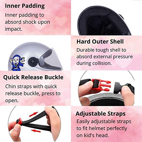 Western Era Stylish Cartoon Character Sticker Full Face Helmet for Kids || Baby Safety and Comfort || (3-12 Years) (Silver Glossy) (Non-Motorized) - Image 5