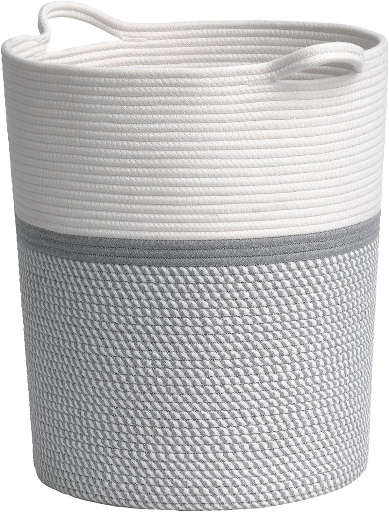 RUGSZONE® Extra Large Storage Basket with Lid, Cotton Rope Storage Baskets, Laundry Hamper, Cloth Bin, for Clothes Towels Blankets Pillows Storage in Living Room, (13X17 GREY) - Image 1