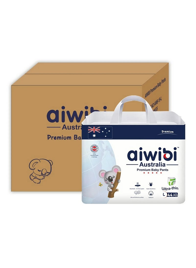 aiwibi حفاضات أيويبي المميزة بأسلوب السروال للأطفال، رقيقة جداً، عبوة من 4، كبيرة، مقاس 4 - 44 قطعة