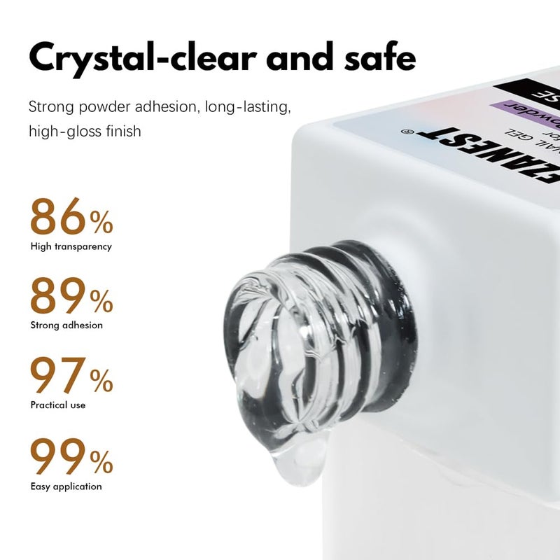 FZANEST Chrome Base Coat Gel Base Top Coat for Chrome Nail Powder 15ml No Wipe Clear Gel Nail Polish High Gloss Mirror Shine Long Lasting Easy Application Soak off DIY Home Salon Art Design - Image 5