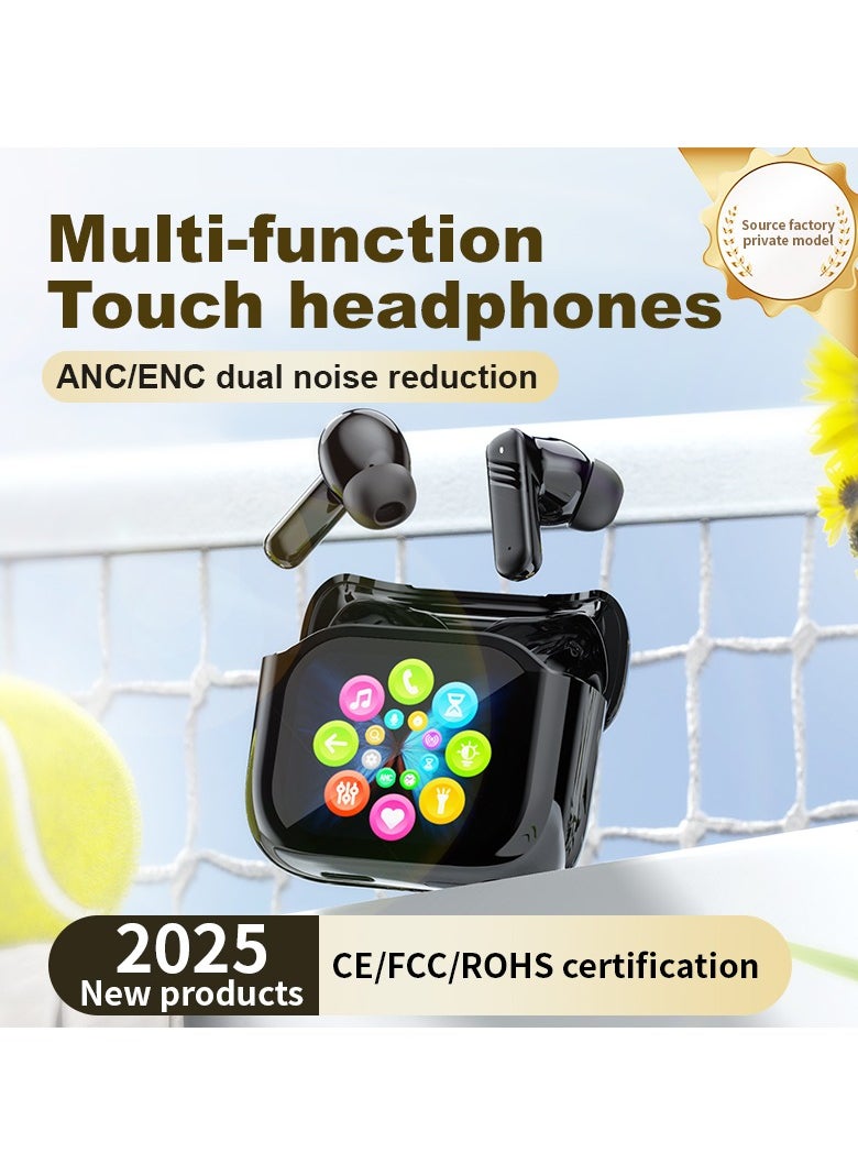 Wireless Bluetooth Earphones, Bluetooth 5.4 Headphones with Multi-Function Touch Screen, ANC/ENC Noise Cancelling, Earbuds for iPhone/Android