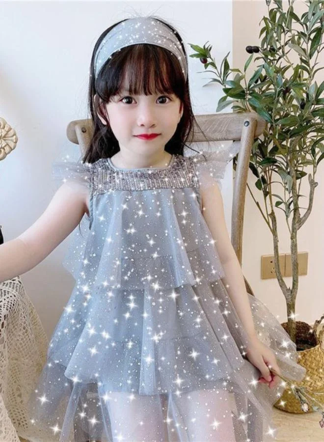 يونيكي Grey Fit & Flare Crew Neck Embellished Dress