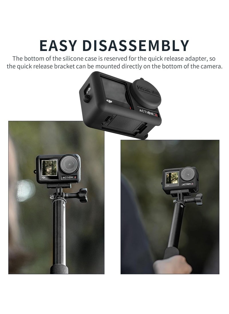 جنرال - واقي عدسة كاميرا DJI Osmo Action 4 / Action 3 من السيليكون حافظة سيليكون أوزمو أكشن 3/4 ملحقات الكاميرا مع حبل - Image 1